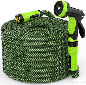 $38 NON-EXPANDABLE Garden Hose 50ft x58, Heavy Duty Flexible Water Hose with 10-Function Sprayer, Lightweight, Leak Proof, Durable Fabric Skin, Pressure Resistant for Yard, Outdoor