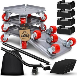 $30 Furniture Dolly Set of 4 with Lifter, 5 Wheels Each, 2300 lb