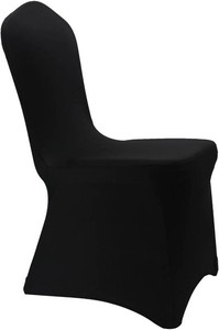 $27 WELMATCH Black Stretch Spandex Chair Covers - 12 pcs Wedding Party Dining Scuba Elastic Chair Covers (Black, 12)