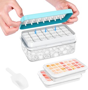 PHINOX Ice Cube Tray with Lid and Bin, Easy Release 56 Cubes for Freezer