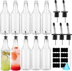 $38 Dandat 20 Pcs 32 Oz Plastic Pour Bottles with Pourer Long Neck,Sliver