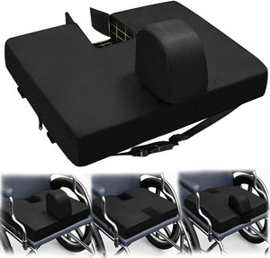 $30 Wheelchair Wedge Pommel Cushion with Straps, 3-in-1 Multi-Functional Cushion with Breathable Mesh Anti-Slip Pad for Seniors (18 Lx16 W, Black)