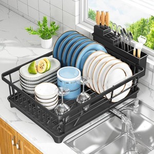 $23 Kmiectse Dish Drying Rack for Small Kitchen Counter with Utensil Holder