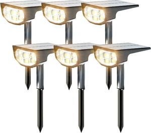 $32 Solar Spot Lights Outdoor IP68 Waterproof, Ultra-Bright Performance Simple Modes for Easier Operation, Auto OnOff Solar Powered Landscape Lights for Garden, Yard, Pathway (Warm White, 6 Pack)