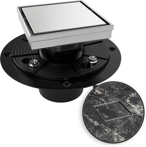 $28 WEBANG 4 Inch Square Shower Drain Brushed Floor Drain with Flange Reversible 2-in-1 Cover Tile Insert Grate Removable SUS304 Stainless Steel CUPC Certified Brushed