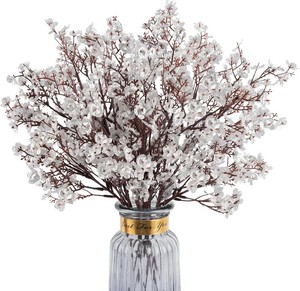 8Pcs Artificial Flowers Real Touch Babys Breath Silvery Flowers Decorations