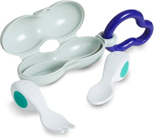 Doddl Baby Spoon and Fork, Cutlery Set  Travel Case for Babies 6 Months, Learn to Self-Feed. Helps Weaning (Fresh Green)
