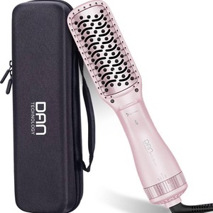 DAN Technology Hair Dryer, Negative Ion 3 in 1 Paddle Brush Dryer & Styler, Pink, 600W, for Damaged Hair, with 2 Speeds, 3 Heating Settings, Nylon Material, ALCI Safety Plug, IN Hair Care or Beauty