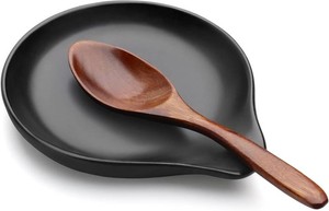 VanlonPro Ceramic Spoon Rest, 5 Inch Spoon Holder for Stove Top, Kitchen Counter, Utensils, Ladle, Coffee Spoons, Cooking spoons, Spatula, Tongs, Heat-Resistant, Housewarming Gifts, Matte Black
