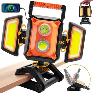 $46 Tresda 4000LM LED Work Light Rechargeable with Clamp, 40W Magnetic Work Light Battery Powered with 5 Light Modes, 350  Rotation, Portable Job Site Lighting for Construction Site,Workshop,Car Repairing, Lights Still Work