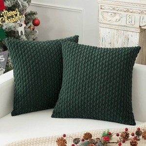 $25 Kevin Textile Soft Corduroy 26x26 Inch Pillow Covers 2 Pack, Army Green