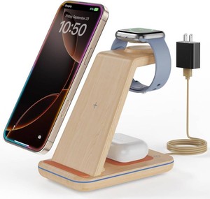 $33 3 in 1 Wireless Charging, Wireless Charger Stand for Multiple Apple Devices, Wireless Charger for iPhone 17 16 15 14 13 12 11 Pro Max XS XR 8, Apple Watch 11 9 8 7 6 SE 5 4 3 2, AirPods 32Pro