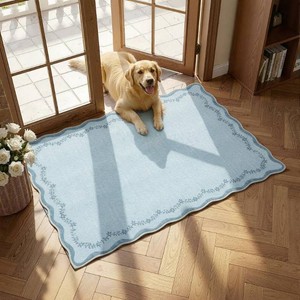 $20 GarveeHome Scalloped Entryway Rug 2x3 Blue Washable Front Door Entry Rug