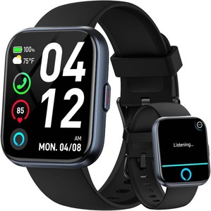 $50 Smart Watches for Men Android & iPhone, 1.8 HD Alexa Built-in Smartwatches Fitness Tracker Watch with Bluetooth Calls, IP68 Waterproof, Heart RateSleepSpO2 Monitor, 110 Sport Modes - Black
