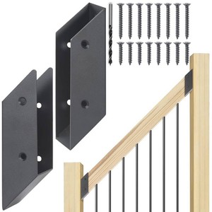 $30 45  Stair Angle Stainless Steel Deck Railing Brackets Connectors for 2x4 (Actual 1.5x3.5) Railing Wood Post (2 Pair)