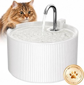 $40 Voluas Ceramic Cat Water Fountain 2.2L74oz Cat Fountains for Drinking, Automatic Pet Water Dispenser with Ultra-Quiet Pump and Replacement Filter, Kitty Watering Supplies Indoor Easy Clean 1 Filter