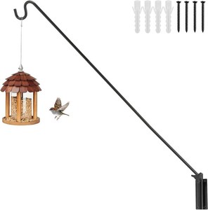 $26 ERYTLLY Extended Reach Deck Hook Wall Pole Wall Mounted, Extensible and Adjustable 28 inch to 43 inch Bracket for Hanging Bird Feeder,Plants,Wind Chimes,Lanterns