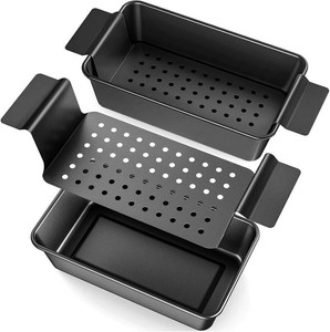 TLAZZ 2 Pack Meatloaf Pan with Drain Tray for Pound Cake Bacon Meatloaf
