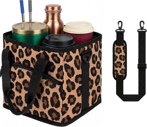 $34 Reusable Drink Carrier with Handle Portable Beverage Holder for Cups Tumblers Adjustable 4 Drink Carrier with Extra Storage for Travel, Daily Commute & Delivery
