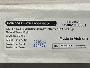 Pallet of Waterproof Rigid Core LVP Flooring- 1,243 sq ft