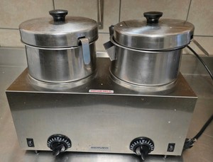 Server Products Twin 4-Quart Stainless Steel Countertop Soup Warmers with Lids