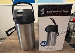 Service Ideas Eco-Air� 2.5L Stainless Steel Lined Commercial Beverage Airpot with Heavy Duty Lever Lid  NSF Certified