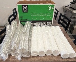 2 fluid ounce portion cups with lids (6 rows cups 7 rows lids)