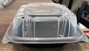 brand new box of clamshells 7.5 X 7.5 dual color hinged 150 units plus a small stack