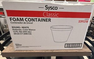 12 stacks of  round white foam containers 12 fluid ounces