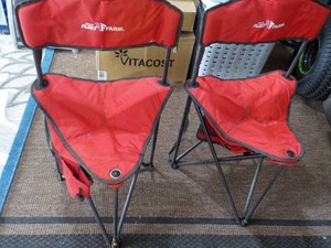 2 Fleet Farm Collapsible 3 Legged Chairs
