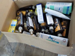 Large Box of New Overstock Variety of Sunscreen and Aloe Lotion