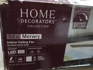 Home Decorators 52 Mercury Indoor Ceiling FanLight- open box but never installed