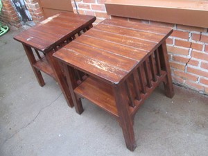 Pair of solid wood end tables