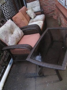 4 Piece metal frame patio set with cushions
