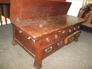 Solid wood coffee table with drawers and under the top storage