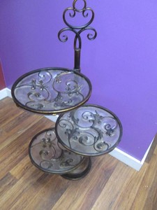 3 Tier metal stand with glass accents