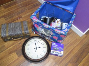 Zippered tote full of housewares