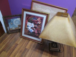 Wall art and a lamp
