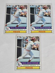 Lot of 3 Johnny Bench Baseball Cards 1979 Topps N.L. All-Star #200 - Cincinnati Reds Vintage Baseball Cards