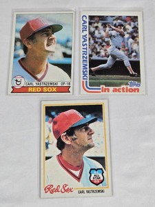 Lot of 3 Carl Yastrzemski Baseball Cards - Red Sox Vintage Collection Featuring Topps In Action and All-Star Cards