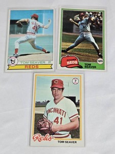 Lot of 3 Tom Seaver Baseball Cards Including Topps Reds Cards
