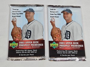 Lot of 2 Unopened Packs of 2003 Upper Deck Prospect Premieres Baseball Cards