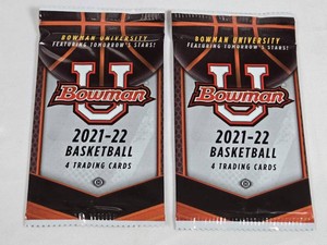 Lot of 2 Unopened Packs of 2021-22 Bowman University Basketball