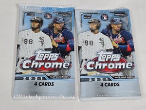 Lot of 2 Unopened Packs of 2021 Topps Chrome Baseball Cards
