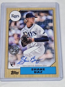 Shane Baz Rookie 2022 Topps On Card Autograph #87BA-SBA - Tampa Bay Rays Baseball Card
