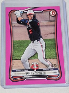 Luke Keaschall Rookie 2026 Topps Bowman Chrome Pink SP #57 and Numbered 101175 - Minnesota Twins Baseball Card