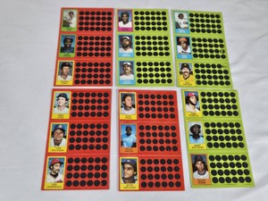 Lot of 6 Sheets of 1981 Topps Baseball Scratch-Off Game Cards Featuring Players Like Tommy John, Chet Lemon, and Richie Zisk