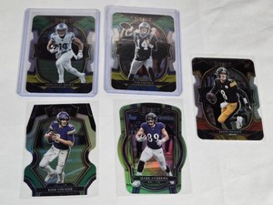 Lot of 5 Die Cut Football Cards Featuring Kenny Pickett, Mark Andrews, Kirk Cousins, Sam Darnold, and Amon-Ra St. Brown, including Kenny Pickett Rookie.