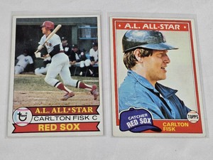Lot of 2 Carlton Fisk Baseball Cards from 1979 and 1981 Topps