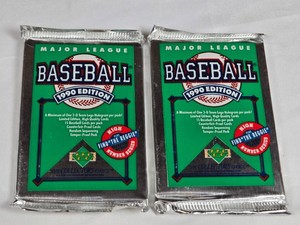 Lot of 2 Unopened Packs of 1990 Upper Deck Baseball Cards - Possible Reggie Jackson Auto
